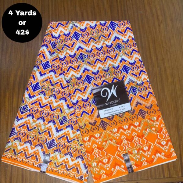 Pagne Wax Africain - Orange brulé