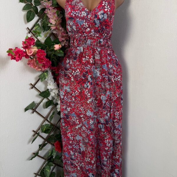 Robe évasée sans manches dos-nu (floral, m)