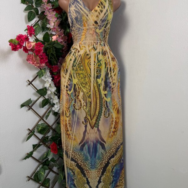 Robe élégante longue sans manches (multicolore, m)