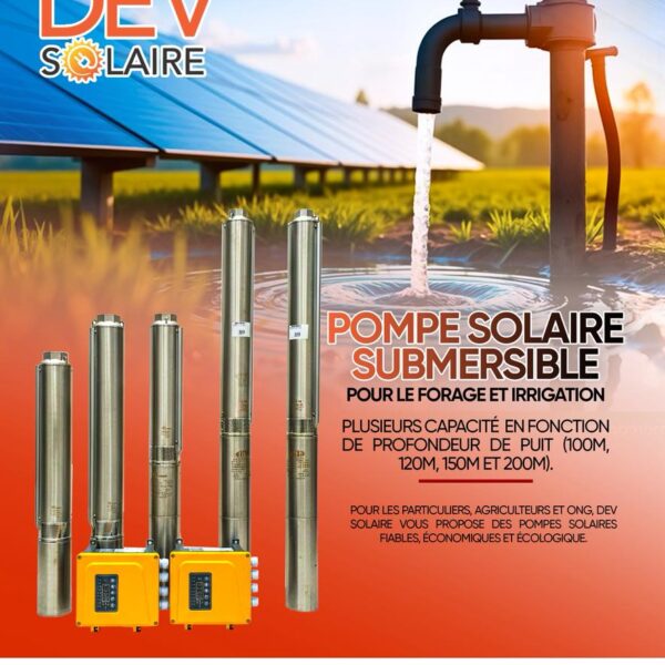 Pompe solaire submersible pour le forage et irrigation