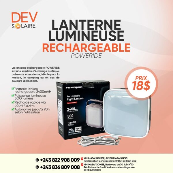 Lanterne lumineuse rechargeable Poweride