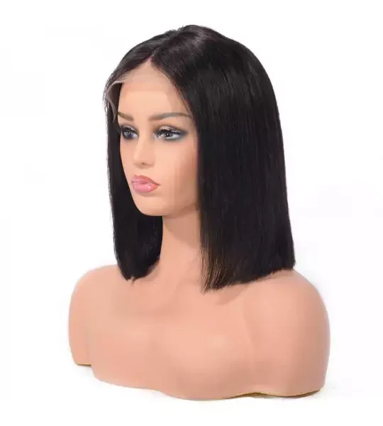Perruque carré lisse (bob) en cheveux naturels